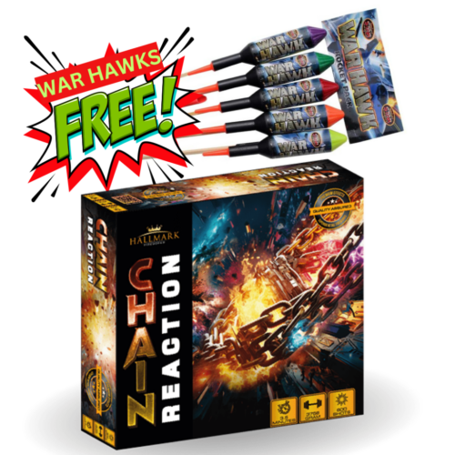 CHAIN REACTION HALLMARK FIREWORKS AND WAR HAWK ROCKETS