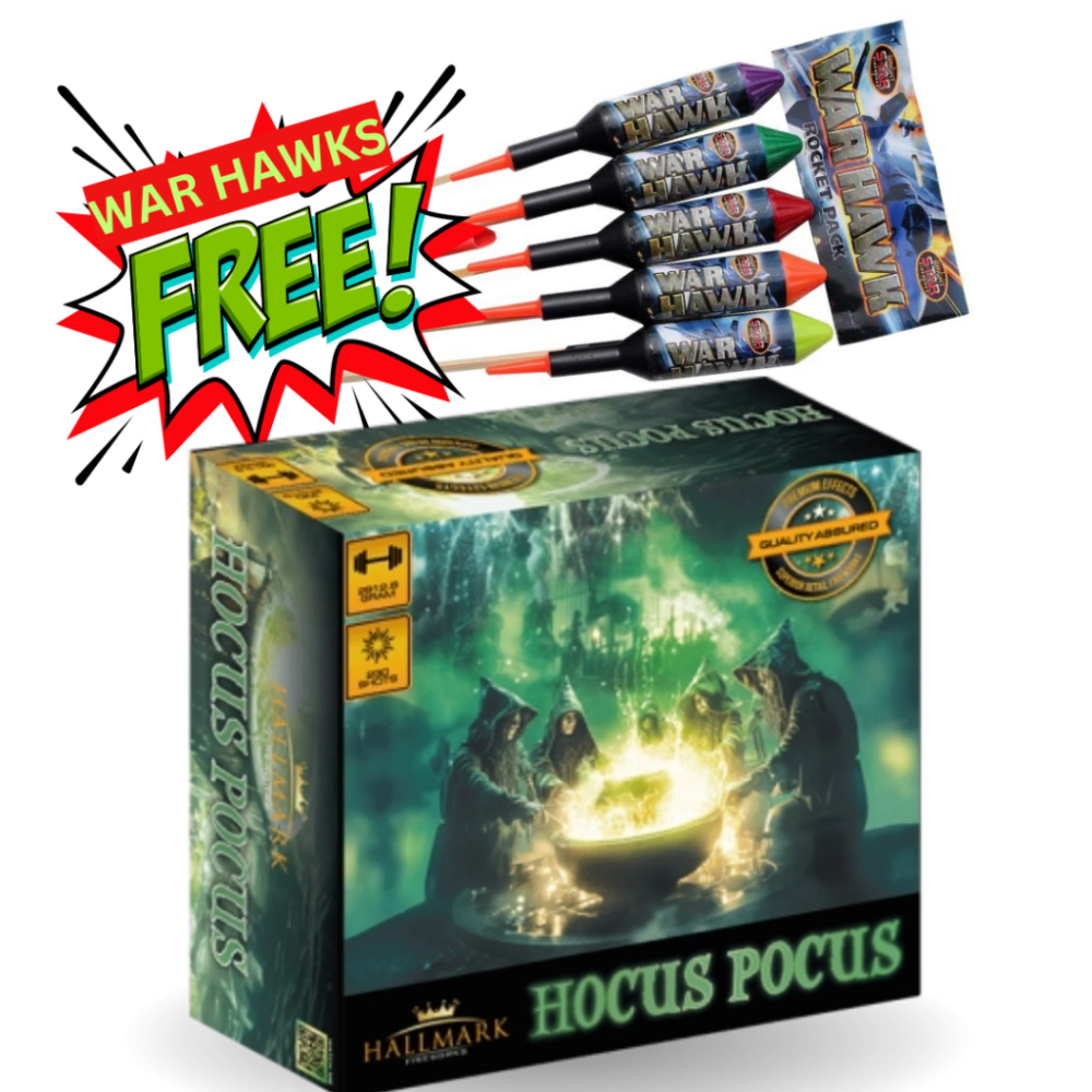 hocus pocus hallmark fireworks and war hawk rockets