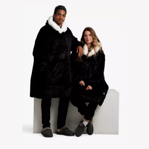 Ony
Unisex Faux Fur Collar Sherpa Lined Fleece Hoodie Blanket