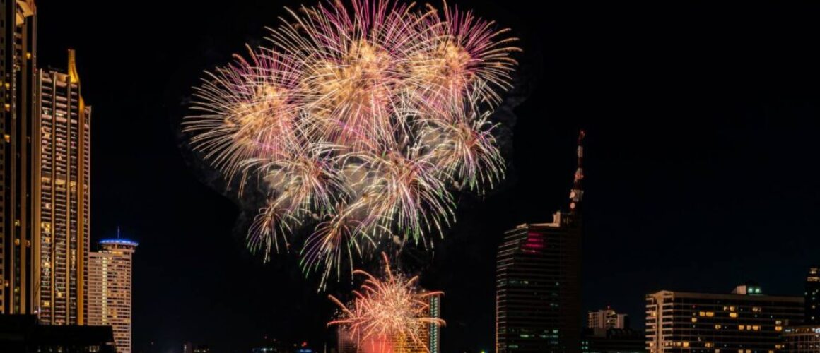 beautiful fireworks lighting up the sky