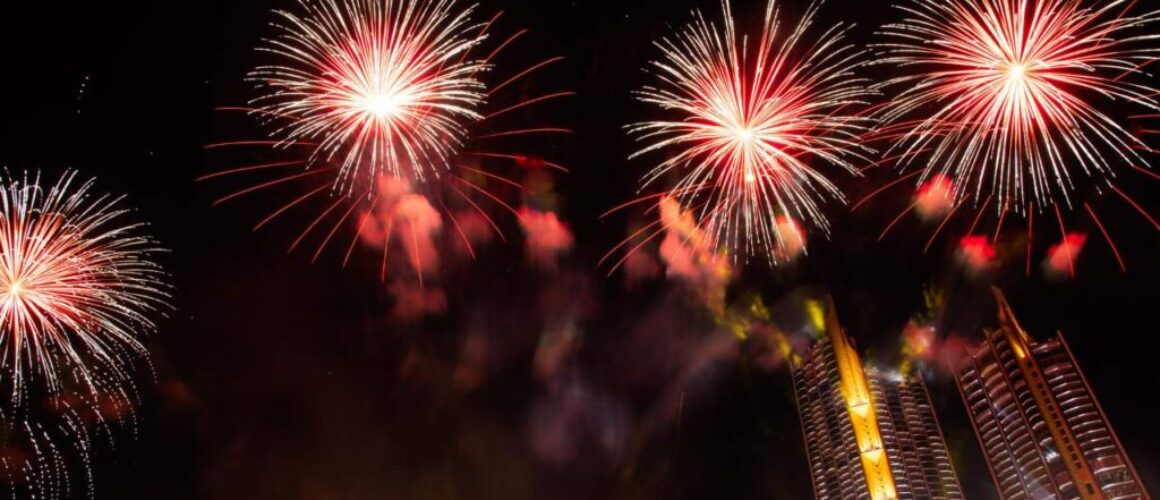 beautiful red fireworks