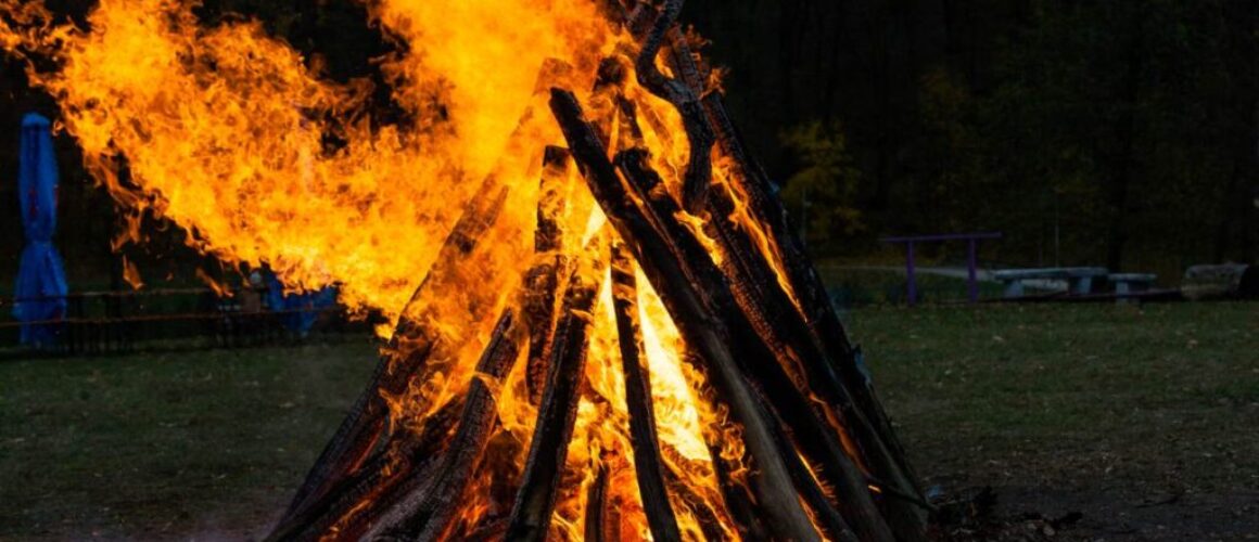 Beautiful flames on a campfire