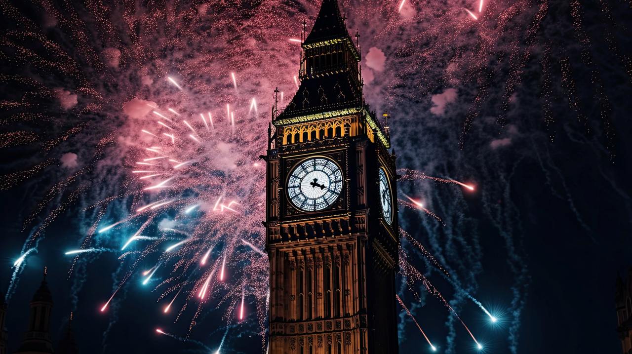 beautiful fireworks in london featuring big ben