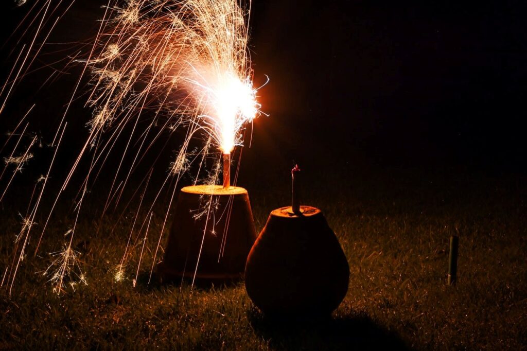beautiful firework in a dark night