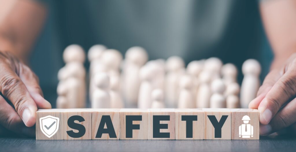 word safety spelled on small wooden blocks