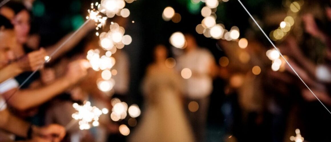 sparklers at a wedding