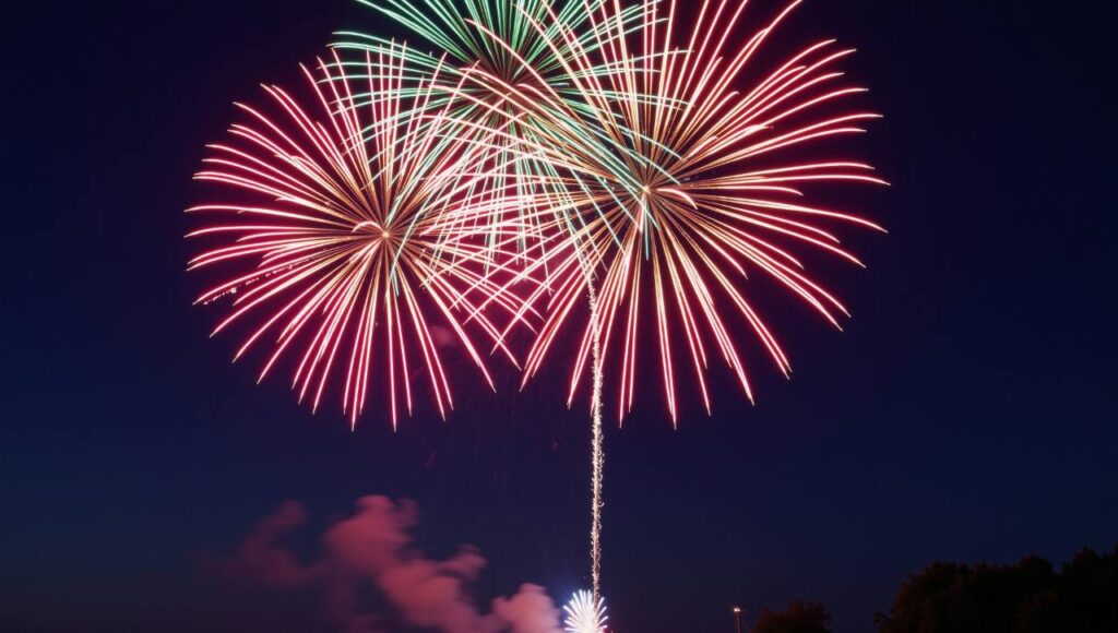 
A lively firework show illuminating the dark