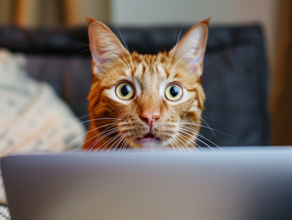 cat with surprised or shocked facial expression