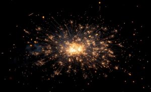 Fireworks display lighting up the night sky during a festive celebration