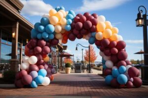 Balloon garland gate with arch Aspire to award professional advertising photography