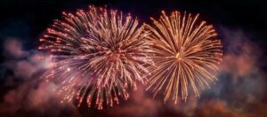 Colorful Fireworks Illuminate the Night Sky During a Festive Celebration in the City