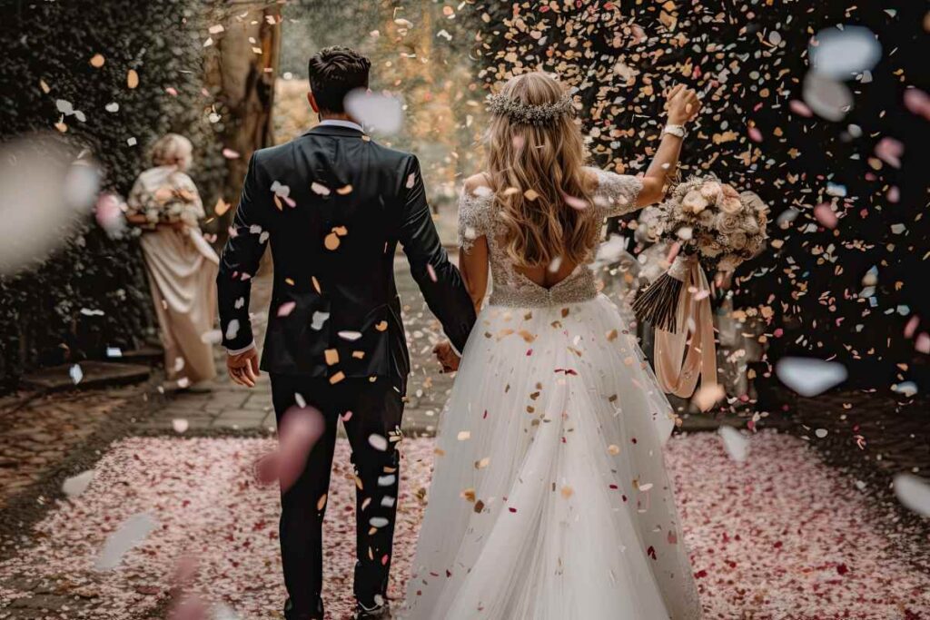 Beautiful bride and groom celebrating their wedding day.