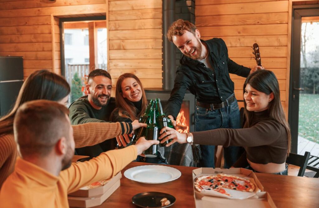 Group of friends is having good weekend indoors