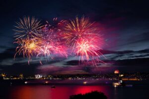Fireworks over Bosphorus Strait